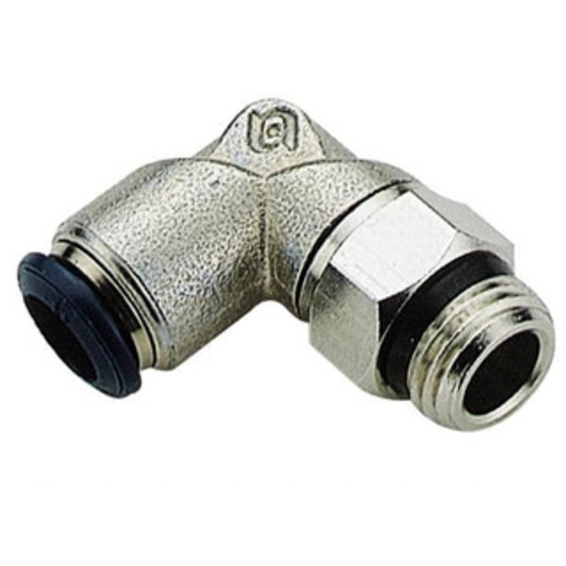 Aignep USA 1/2 Outside Diam, 3/8 Universal Thread, Nickel Plated Brass Push-to-Connect Male Swivel Elbow 250 Max psi, Tube to Universal Thread Connection, Buna O-Ring 87110-08-06 – 82288671