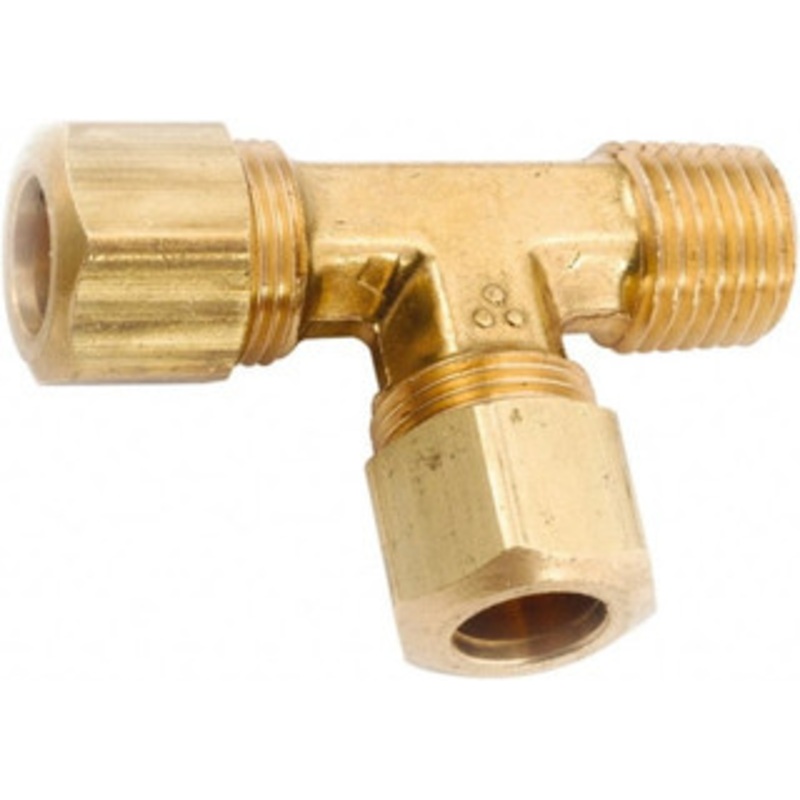 Anderson Metals 3/16 Tube OD x 1/8 NPT Brass Compression Tube Male Run Tee Comp x MNPT x Comp Ends, 400 Max psi 750071-0302 – 55508709