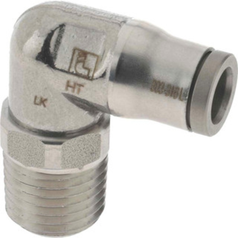 Legris 1/4 Outside Diam, 1/4 NPT, Stainless Steel Push-to-Connect Male Elbow 290 Max psi, Tube to Male NPT Connection, FKM O-Ring 3889 56 14 – 48615728