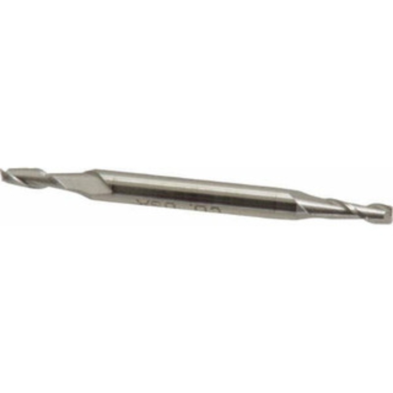 Made in USA 1/8, 3/8 LOC, 3/16 Shank Diam, 2-1/4 OAL, 2 Flute, Cobalt Square End Mill Double End, Uncoated, Spiral Flute, 30 Helix, Centercutting 540-0125 – 71925085