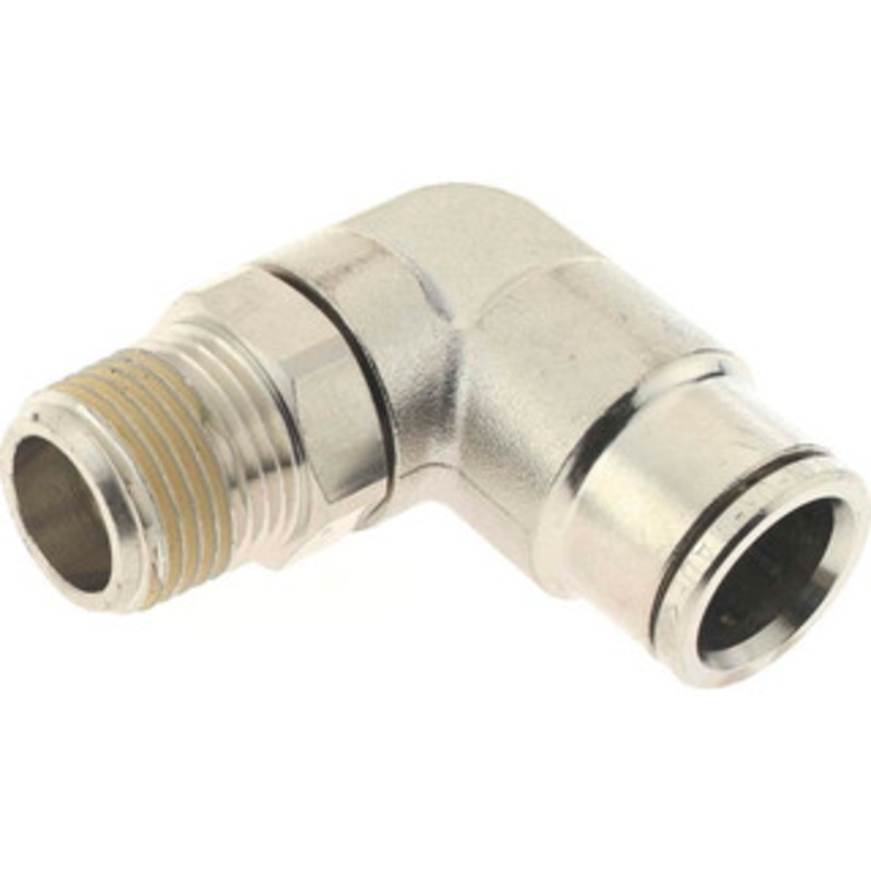 Norgren 3/8 NPTF, Nickel Plated Brass Push-to-Connect Tube Male Swivel Elbow 260 Max psi, Tube to Male NPT Connection 124470738 – 48789457