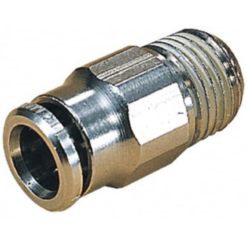 Norgren 3/8 Outside Diam, 3/8 BSPT, Nickel Plated Brass Push-to-Connect Tube Male Connector 260 Max psi, Tube to Male Connection 121250638 – 48796718
