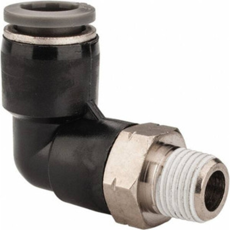 Norgren 5/16 Tube OD, 1/8 NPTF Brass Push-to-Connect Tube Male Swivel Elbow Tube to Male NPT Connection, 150 Max psi, Nitrile O-Ring, 0 to 175F Working Temp C24470518 – 00349217