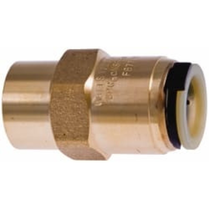 Watts 1/2 Outside Diam, Brass Push-to-Connect Tube Female Connector 250 Max psi, Push-Fit Connection, EPDM O-Ring 0652005 – 02862332