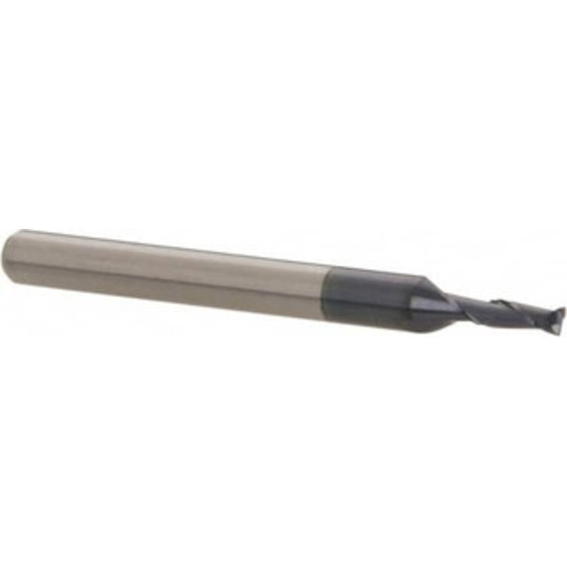 Accupro 1/16, 3/16 LOC, 1/8 Shank Diam, 1-1/2 OAL, 2 Flute, Solid Carbide Square End Mill Single End, AlTiN Finish, Spiral Flute, 40 Helix, Centercutting, Right Hand Cut, Right Hand Flute 12176991 – 67094235