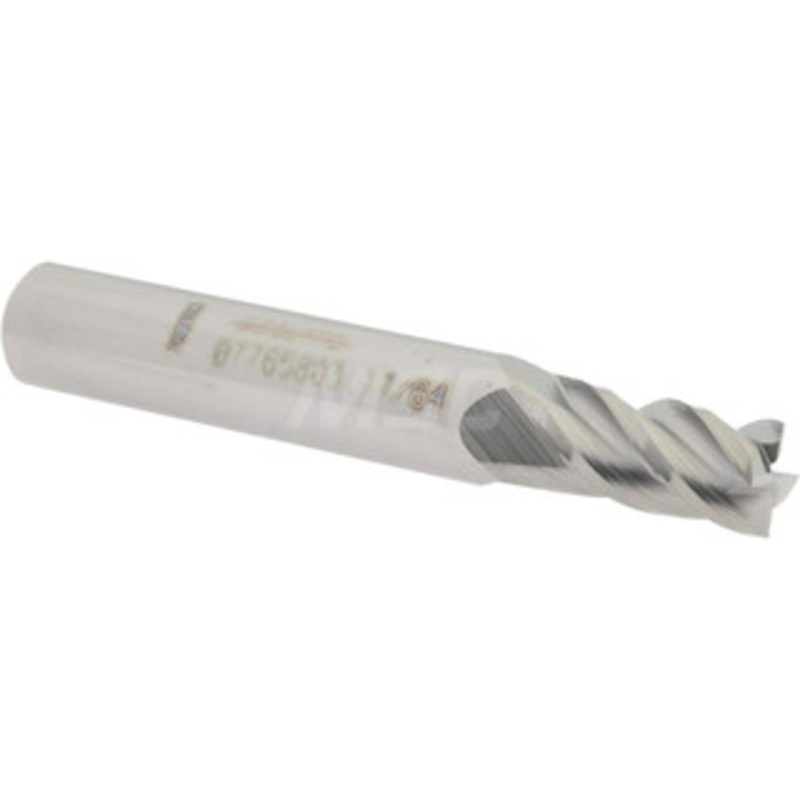 Accupro 17/64, 1/2 LOC, 5/16 Shank Diam, 2 OAL, 4 Flute, Solid Carbide Square End Mill Single End, Uncoated, Spiral Flute, 40 Helix, Centercutting, Right Hand Cut, Right Hand Flute 12182817 – 07765803