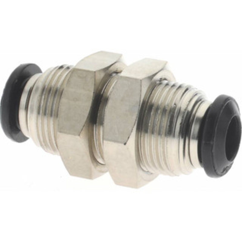 Aignep USA 6mm Outside Diam, Nickel Plated Brass Push-to-Connect Tube Bulkhead Union 250 Max psi, Tube to Tube Connection, Buna O-Ring 50050N-6 – 06219141