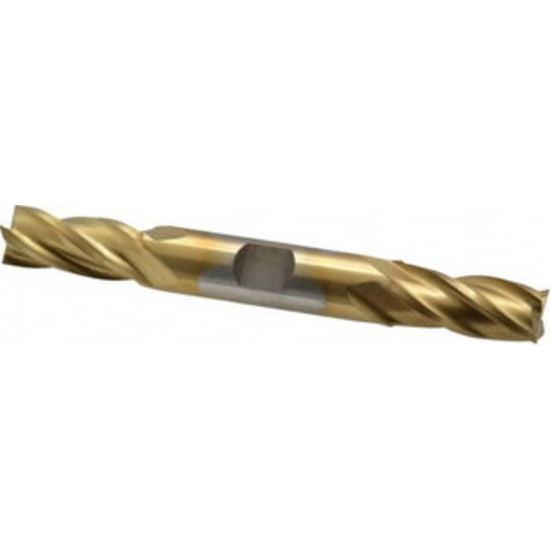 Cleveland 15/32, 1 LOC, 1/2 Shank Diam, 4-1/2 OAL, 4 Flute, High Speed Steel Square End Mill Double End, TiN Finish, Spiral Flute, 30 Helix, Centercutting, Right Hand Cut, Right Hand Flute, Series HD-4C C33081 – 87409298