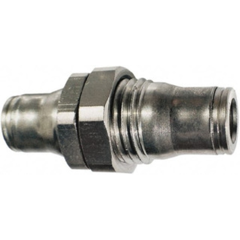 Legris 12mm Outside Diam, Nickel Plated Brass Push-to-Connect Tube Bulkhead Union 435 Max psi, Tube to Tube Connection, FKM O-Ring 3616 12 00 – 68967652