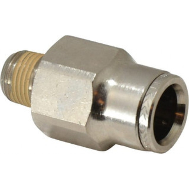Norgren 10mm Outside Diam, 1/8 NPTF, Nickel Plated Brass Push-to-Connect Tube Male Connector 260 Max psi, Tube to Male NPT Connection, Nitrile O-Ring 104251018 – 08036428
