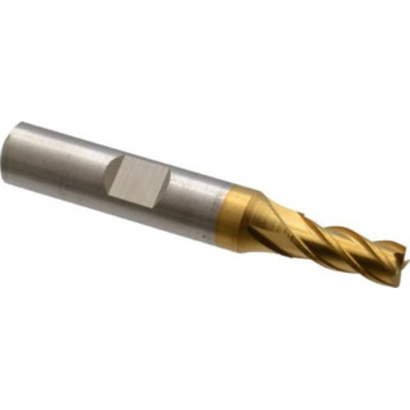 Cleveland 1/4, 5/8 LOC, 3/8 Shank Diam, 2-7/16 OAL, 4 Flute, Powdered Metal Square End Mill Single End, TiN Finish, Spiral Flute, 37 Helix, Centercutting, Right Hand Cut, Right Hand Flute, Series PM-4 C31964 – 87434650