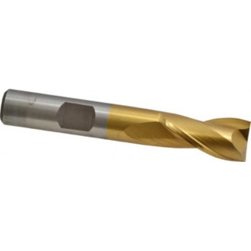 Cleveland 7/16, 13/16 LOC, 3/8 Shank Diam, 2-11/16 OAL, 2 Flute, Cobalt Square End Mill Single End, TiN Finish, Spiral Flute, 30 Helix, Centercutting, Right Hand Cut, Right Hand Flute, Series HGC-2 C32517 – 87376976