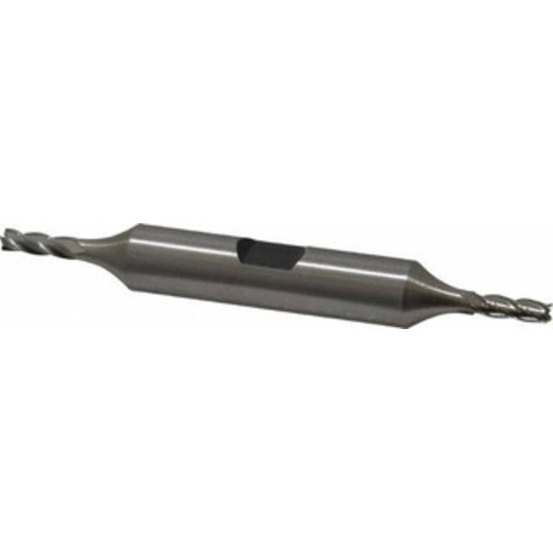 Hertel 1/8, 3/8 LOC, 3/8 Shank Diam, 3-1/16 OAL, 4 Flute, High Speed Steel Square End Mill Double End, Uncoated, Spiral Flute, 30 Helix, Right Hand Cut, Right Hand Flute E1051008 – 41117482