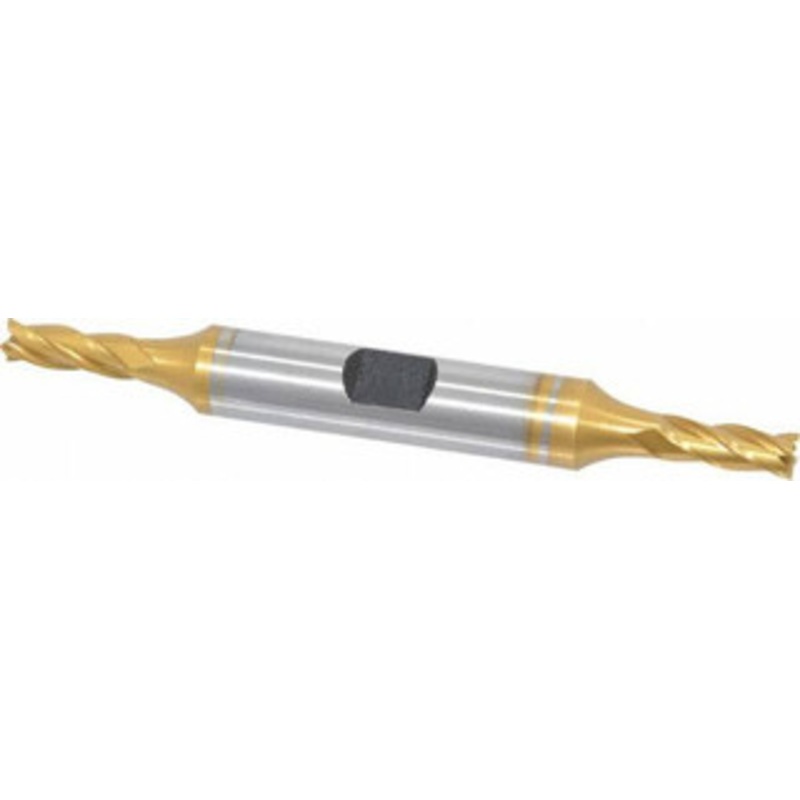 Hertel 3/16, 1/2 LOC, 3/8 Shank Diam, 3-1/4 OAL, 4 Flute, High Speed Steel Square End Mill Double End, TiN Finish, Spiral Flute, 30 Helix, Centercutting, Right Hand Cut, Right Hand Flute E8053012 – 87151403
