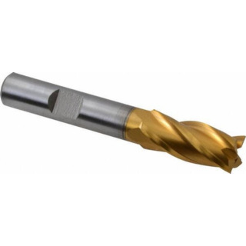 Hertel 7/16, 1 LOC, 3/8 Shank Diam, 2-11/16 OAL, 4 Flute, Cobalt Square End Mill Single End, TiN Finish, Spiral Flute, 30 Helix, Centercutting, Right Hand Cut, Right Hand Flute E4039903 – 41115015