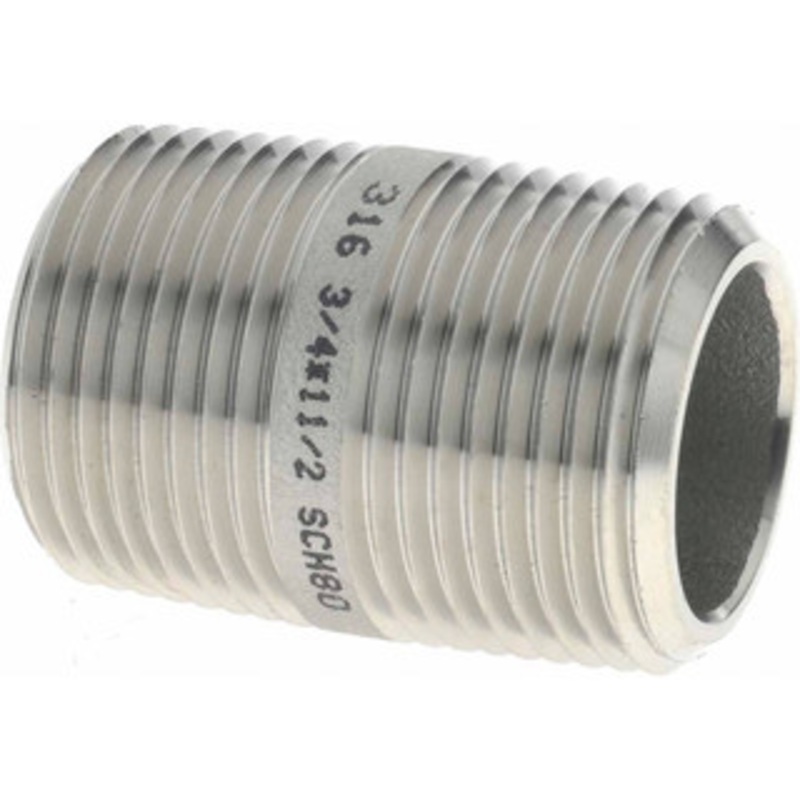 Merit Brass 3/4 x 1.5 316/316L Stainless Steel Pipe Nipple Seamless, Threaded, Schedule 80 6512-150 – 36907293