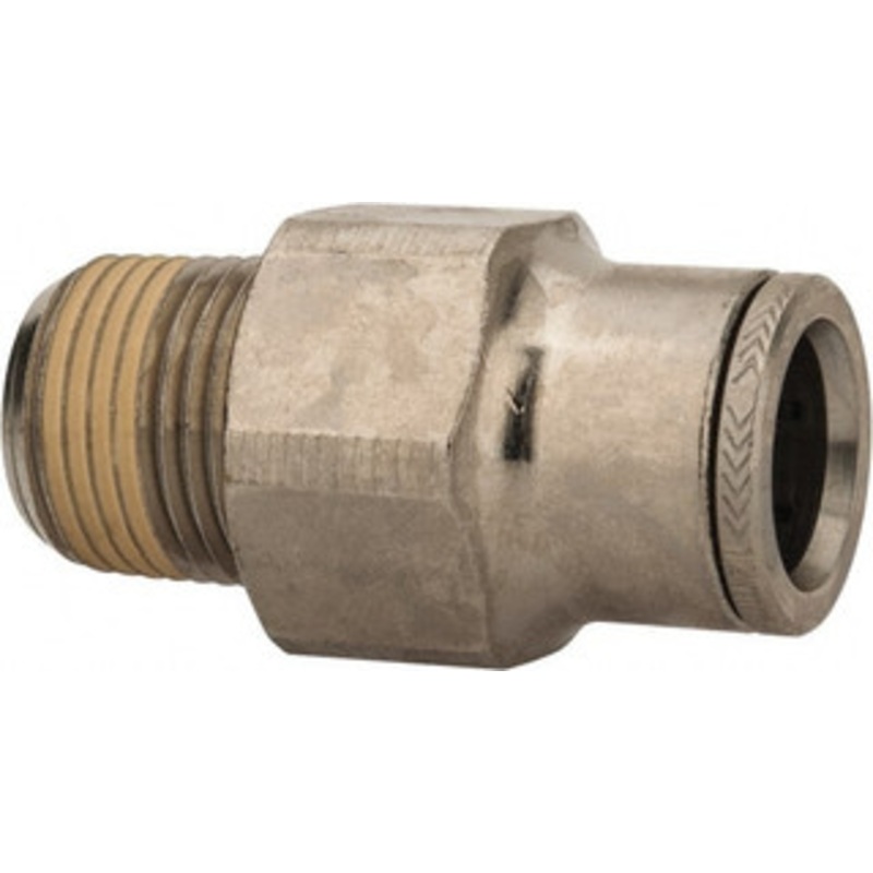 Norgren 12mm Outside Diam, 3/8 NPTF, Nickel Plated Brass Push-to-Connect Tube Male Connector 260 Max psi, Tube to Male NPT Connection, Nitrile O-Ring 104251238 – 08036477
