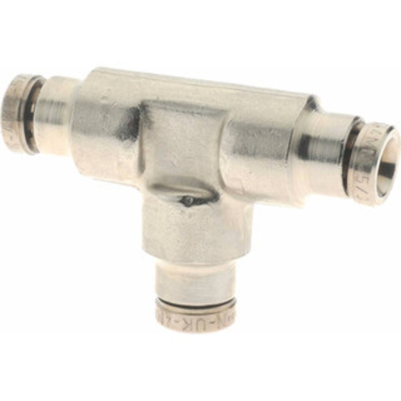 Norgren 4mm Outside Diam, Nickel Plated Brass Push-to-Connect Tube Union Tee 260 Max psi, Tube to Tube Connection, Nitrile O-Ring 100600400 – 08038655