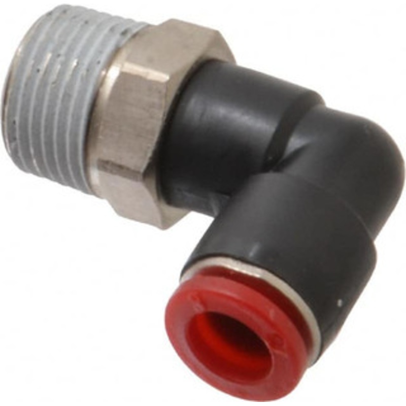 Norgren 8mm Tube OD, 3/8 BSPT Brass Push-to-Connect Tube Male Swivel Elbow Tube to Male BSPT Connection, 150 Max psi, Nitrile O-Ring, 0 to 175F Working Temp C01470838 – 00350231