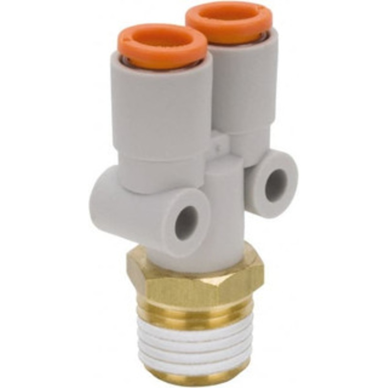 SMC Pneumatics 5/16 Outside Diam, 3/8 NPT, Brass/Polybutylene Push-to-Connect Tube Male Y Connector 145 Max psi KQ2U09-36AS – 51430973