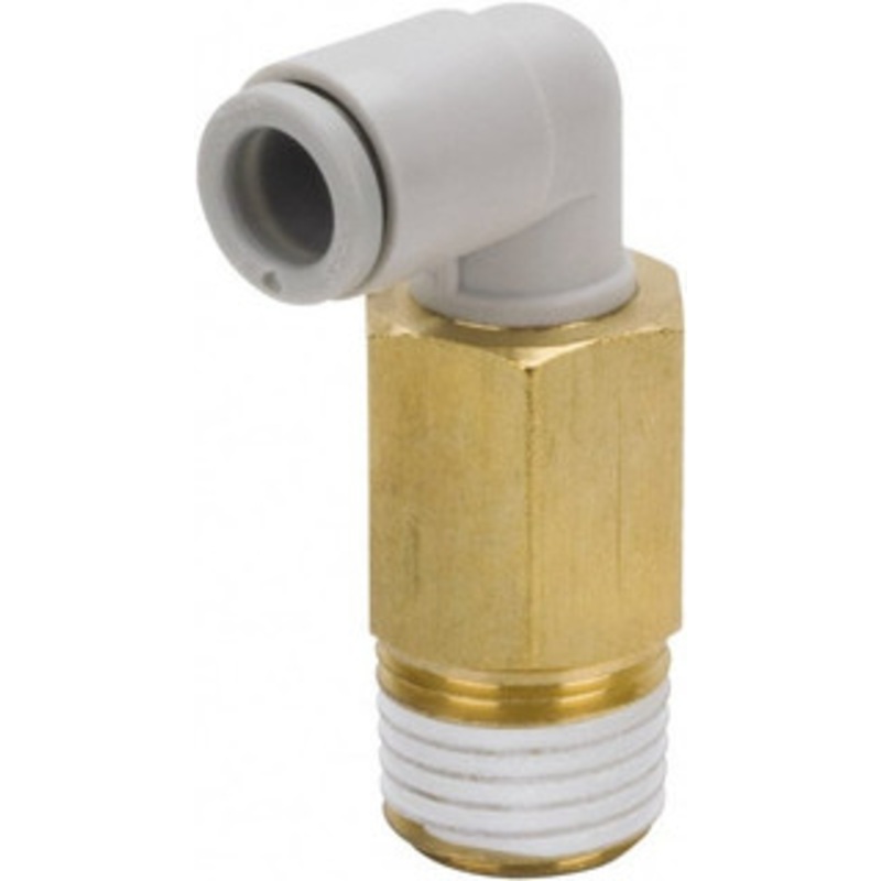 SMC Pneumatics 6mm Outside Diam, 1/8 BSPT, Brass/Polybutylene Push-to-Connect Tube Extended Male Elbow 145 Max psi KQ2W06-01AS – 51437093
