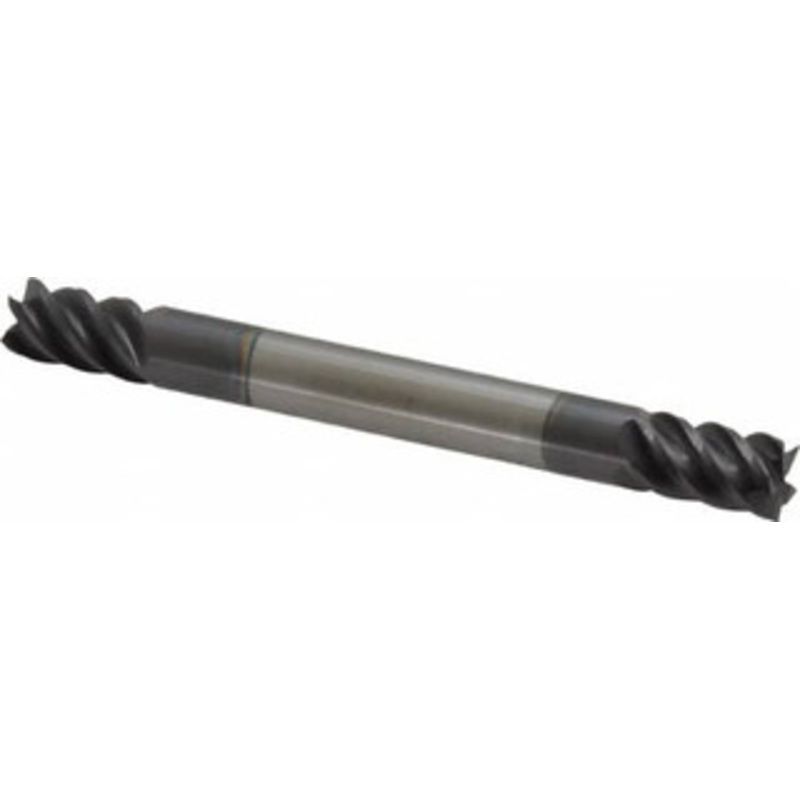 Accupro 1/4, 3/8 LOC, 1/4 Shank Diam, 2-1/2 OAL, 5 Flute, Solid Carbide Square End Mill Double End, AlTiN Finish, Spiral Flute, 45 Helix, Centercutting, Right Hand Cut, Right Hand Flute 12185259 – 00052977