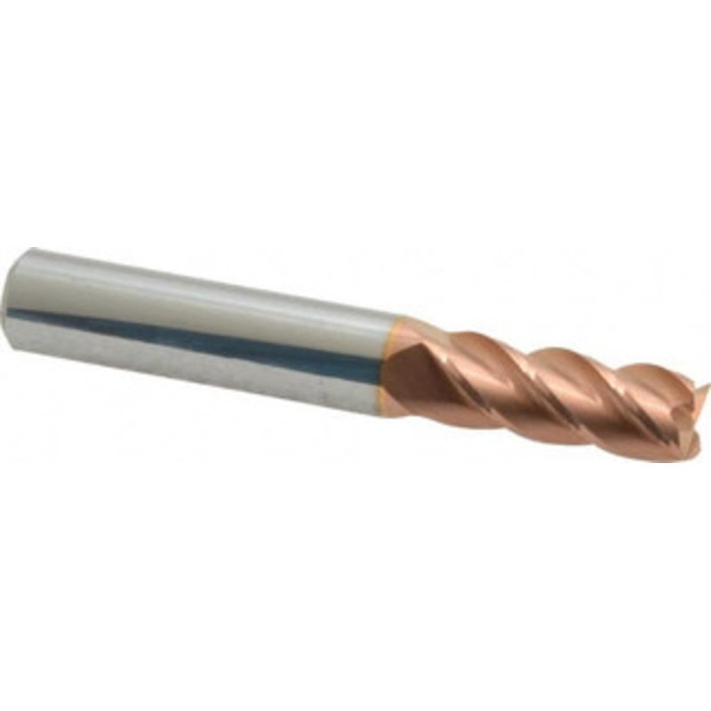 Accupro 11/32, 7/8 LOC, 3/8 Shank Diam, 2-1/2 OAL, 4 Flute, Solid Carbide Square End Mill Single End, TiCN Finish, Spiral Flute, 40 Helix, Centercutting, Right Hand Cut, Right Hand Flute 12182521 – 07771686
