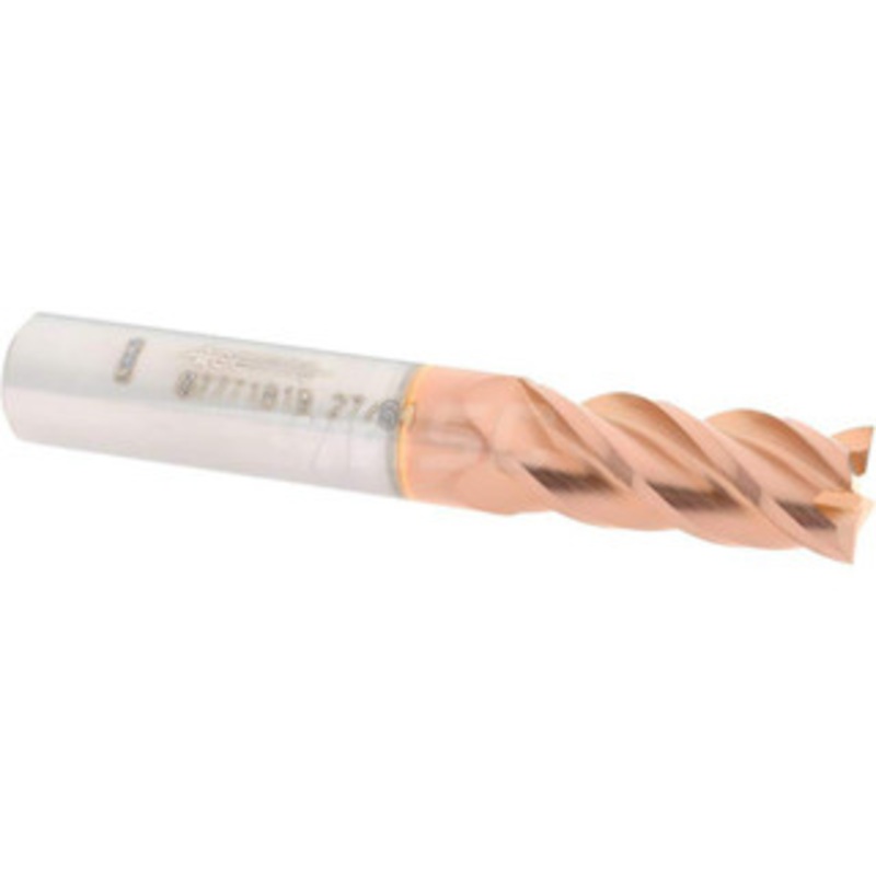 Accupro 27/64, 1 LOC, 7/16 Shank Diam, 2-3/4 OAL, 4 Flute, Solid Carbide Square End Mill Single End, TiCN Finish, Spiral Flute, 40 Helix, Centercutting, Right Hand Cut, Right Hand Flute 12182566 – 07771819