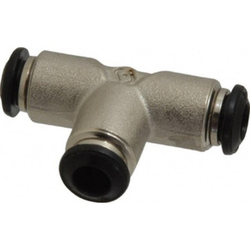 Aignep USA 6mm Outside Diam, Nickel Plated Brass Push-to-Connect Tube Union Tee 250 Max psi, Tube to Tube Connection, Buna O-Ring 50230N-6 – 63288302