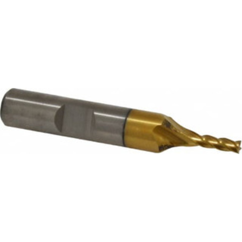 Cleveland 1/8, 3/8 LOC, 3/8 Shank Diam, 2-5/16 OAL, 4 Flute, High Speed Steel Square End Mill Single End, TiN Finish, Spiral Flute, 30 Helix, Centercutting, Right Hand Cut, Right Hand Flute, Series HG-4C C41520 – 87380291