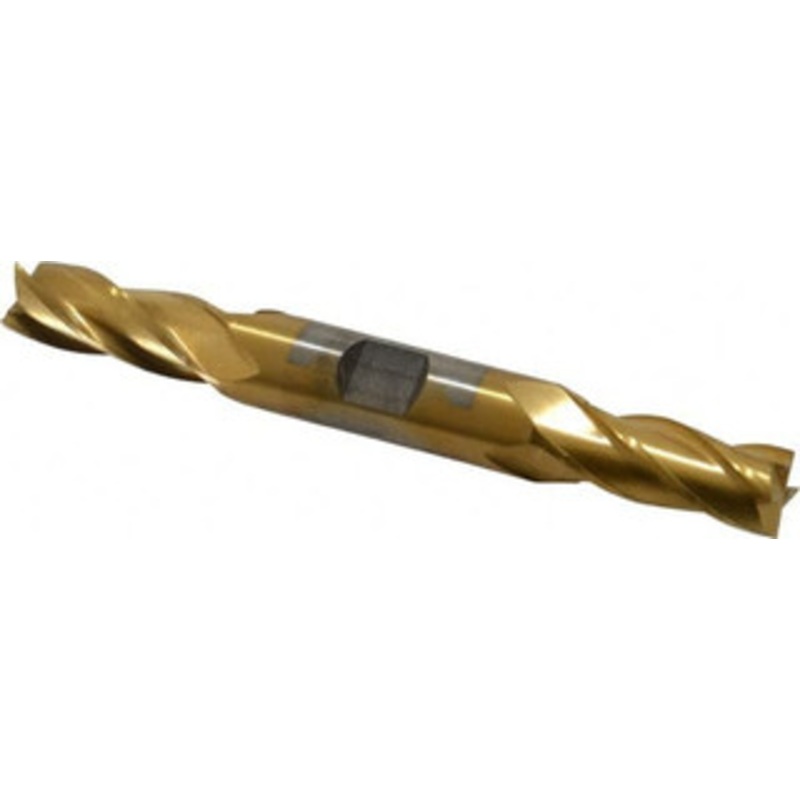 Cleveland 7/16, 1 LOC, 1/2 Shank Diam, 4-1/8 OAL, 4 Flute, Cobalt Square End Mill Double End, TiN Finish, Spiral Flute, 30 Helix, Centercutting, Right Hand Cut, Right Hand Flute, Series HDC-4C C32961 – 87423216