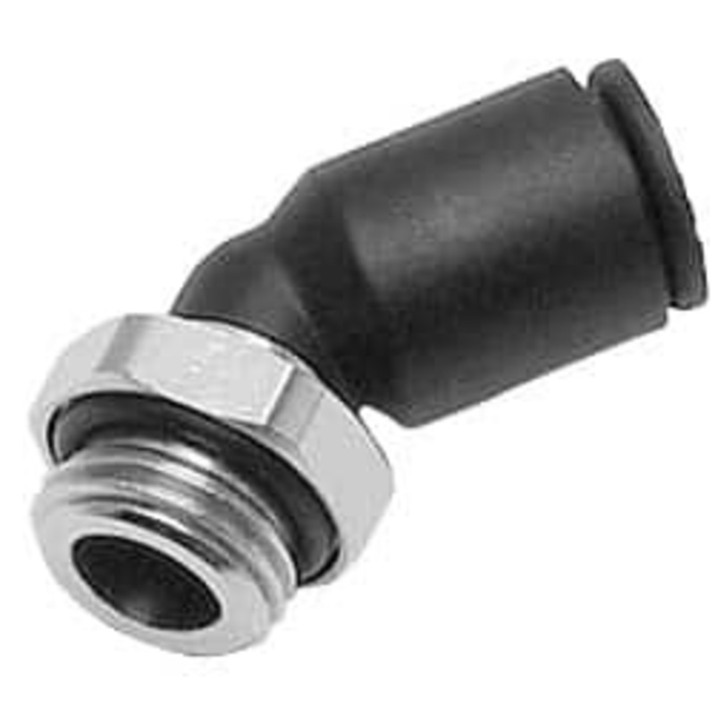 Legris 8mm OD, 1/8 BSPP, Nylon/Nickel Plated Brass Push-to-Connect Male Elbow 45 290 Max psi 3133 08 10 – 86768017