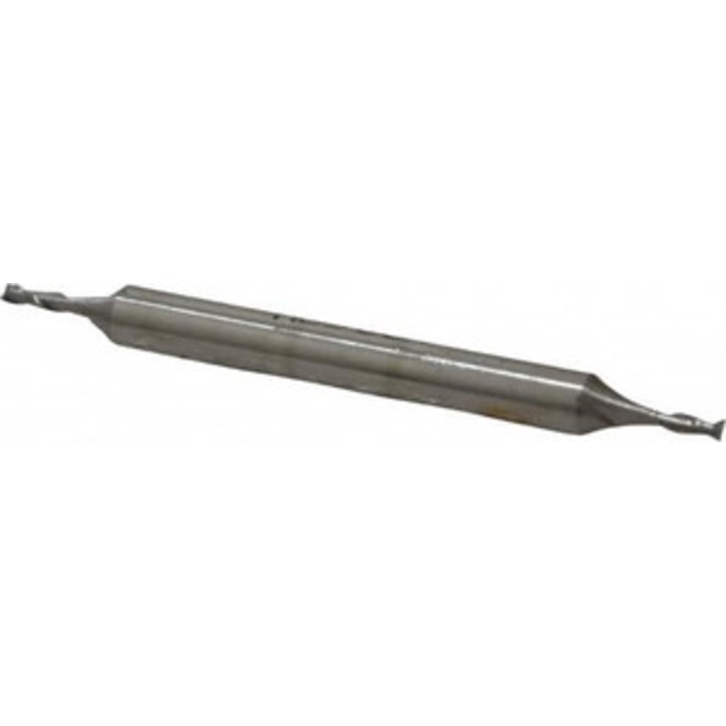 Made in USA 3/64, 9/64 LOC, 3/16 Shank Diam, 2-1/4 OAL, 2 Flute, High Speed Steel Square End Mill Double End, Uncoated, Spiral Flute, 30 Helix, Centercutting 840-0046 – 71922033