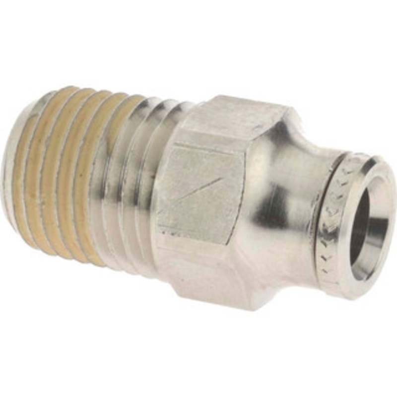 Norgren 1/4 NPTF, Nickel Plated Brass Push-to-Connect Tube Male Connector 260 Max psi, Tube to Male NPT Connection 124250428 – 48786636