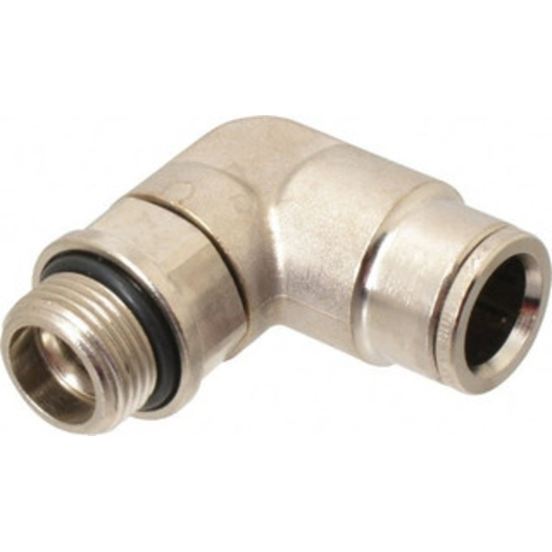 Norgren 12mm Outside Diam, 3/8 BSPP, Nickel Plated Brass Push-to-Connect Tube Male Swivel Elbow 260 Max psi, Tube to Male BSPP Connection, Nitrile O-Ring 102471238 – 08037392