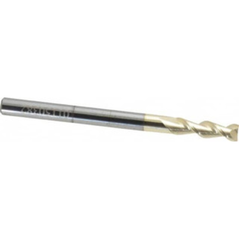 Accupro 3/16, 5/8 LOC, 3/16 Shank Diam, 2-1/2 OAL, 2 Flute, Solid Carbide Square End Mill Single End, ZrN Finish, Spiral Flute, 45 Helix, Centercutting, Right Hand Cut, Right Hand Flute 25018710C5 – 01150382