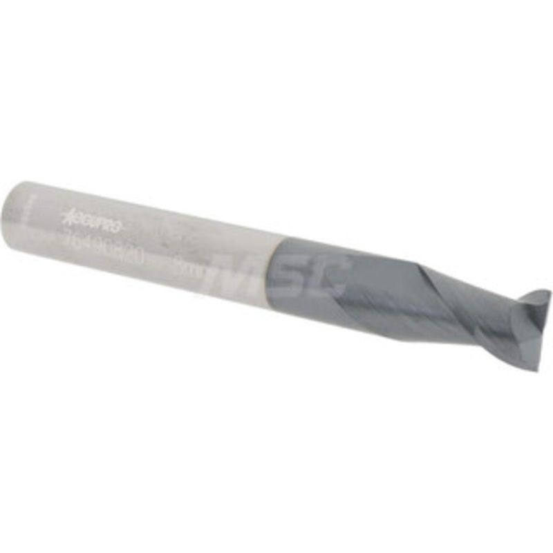 Accupro 8mm, 12mm LOC, 8mm Shank Diam, 63mm OAL, 2 Flute, Solid Carbide Square End Mill Single End, AlTiN Finish, Spiral Flute, 40 Helix, Centercutting, Right Hand Cut, Right Hand Flute 12181649 – 76490820