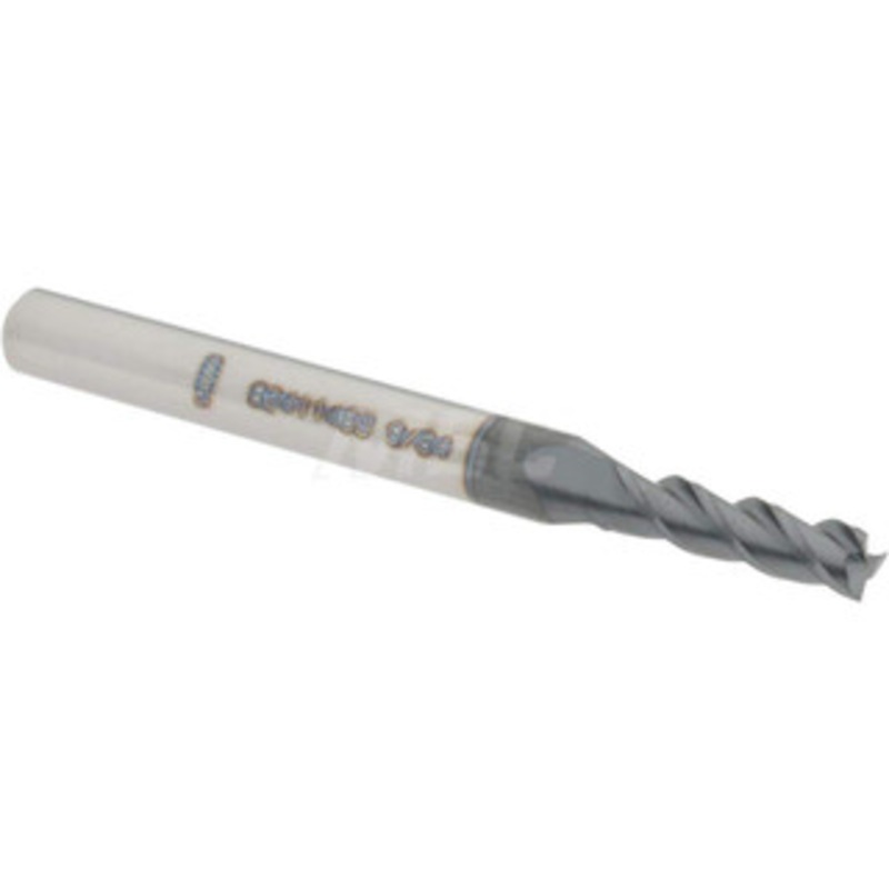 Accupro 9/64, 1/2 LOC, 3/16 Shank Diam, 2 OAL, 3 Flute, Solid Carbide Square End Mill Single End, AlTiN Finish, Spiral Flute, 40 Helix, Centercutting, Right Hand Cut, Right Hand Flute 12181907 – 82411463
