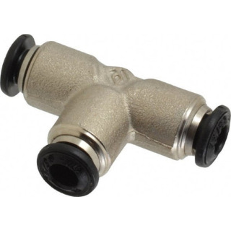Aignep USA 4mm Outside Diam, Nickel Plated Brass Push-to-Connect Tube Union Tee 250 Max psi, Tube to Tube Connection, Buna O-Ring 50230N-4 – 63288260