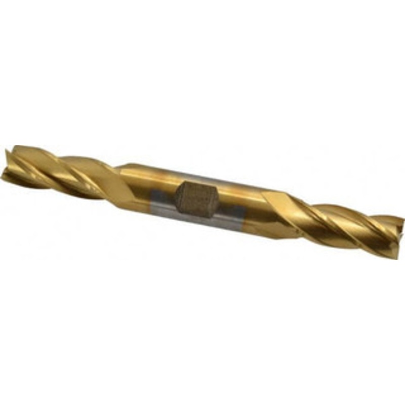 Cleveland 7/16, 1 LOC, 1/2 Shank Diam, 4-1/2 OAL, 4 Flute, High Speed Steel Square End Mill Double End, TiN Finish, Spiral Flute, 30 Helix, Centercutting, Right Hand Cut, Right Hand Flute, Series HD-4C C33079 – 87409033