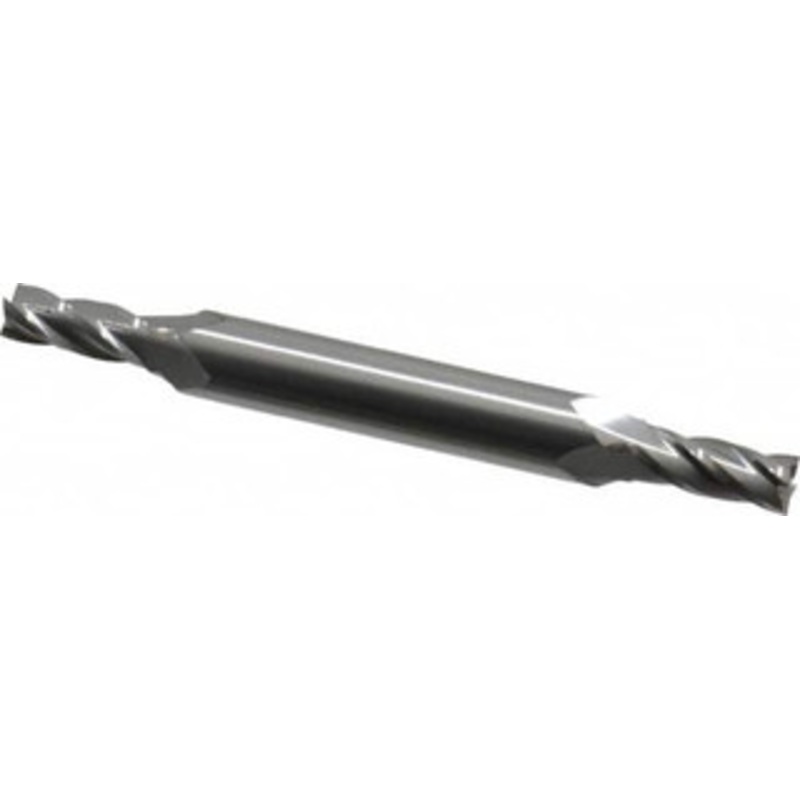 Hertel 1/4, 5/8 LOC, 3/8 Shank Diam, 3-1/2 OAL, 4 Flute, Solid Carbide Square End Mill Double End, Uncoated, 30 Helix, Centercutting 750239 – 59909028