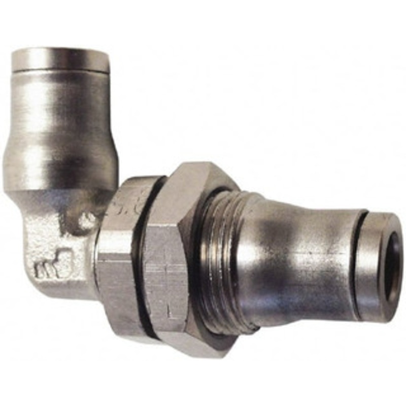 Legris 5/16 Outside Diam, Nickel Plated Brass Push-to-Connect Tube Bulkhead Union Elbow 435 Max psi, Tube to Tube Connection, FKM O-Ring 3639 08 00 – 65402182