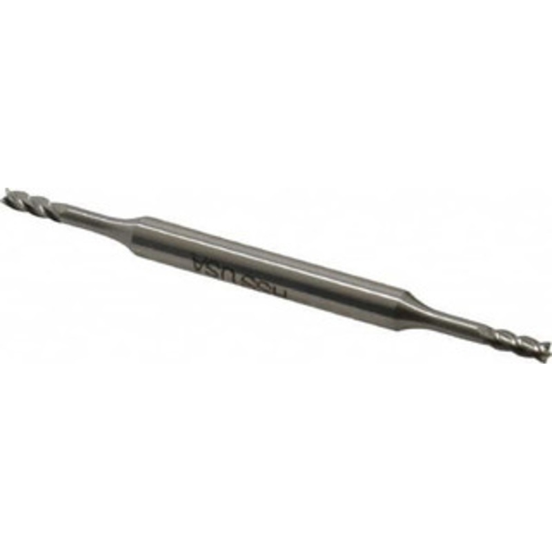 Made in USA 3/32, 9/32 LOC, 3/16 Shank Diam, 2-5/8 OAL, 4 Flute, High Speed Steel Square End Mill Double End, Uncoated 851-0093 – 71931067
