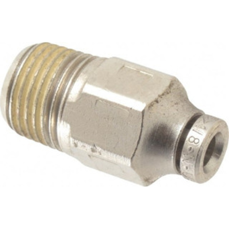 Norgren 1/8 Outside Diam, 1/8 BSPT, Nickel Plated Brass Push-to-Connect Tube Male Connector 260 Max psi, Tube to Male Connection 121250118 – 48796502