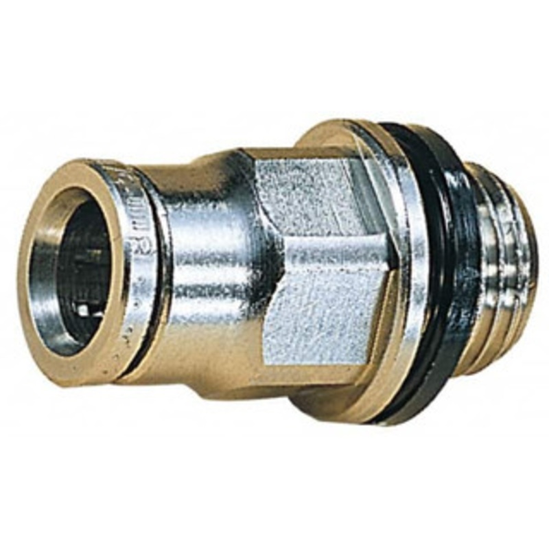 Norgren 12mm Outside Diam, 3/8 BSPP, Nickel Plated Brass Push-to-Connect Tube Male Connector 260 Max psi, Tube to Male BSPP Connection, Nitrile O-Ring 102251238 – 08038978