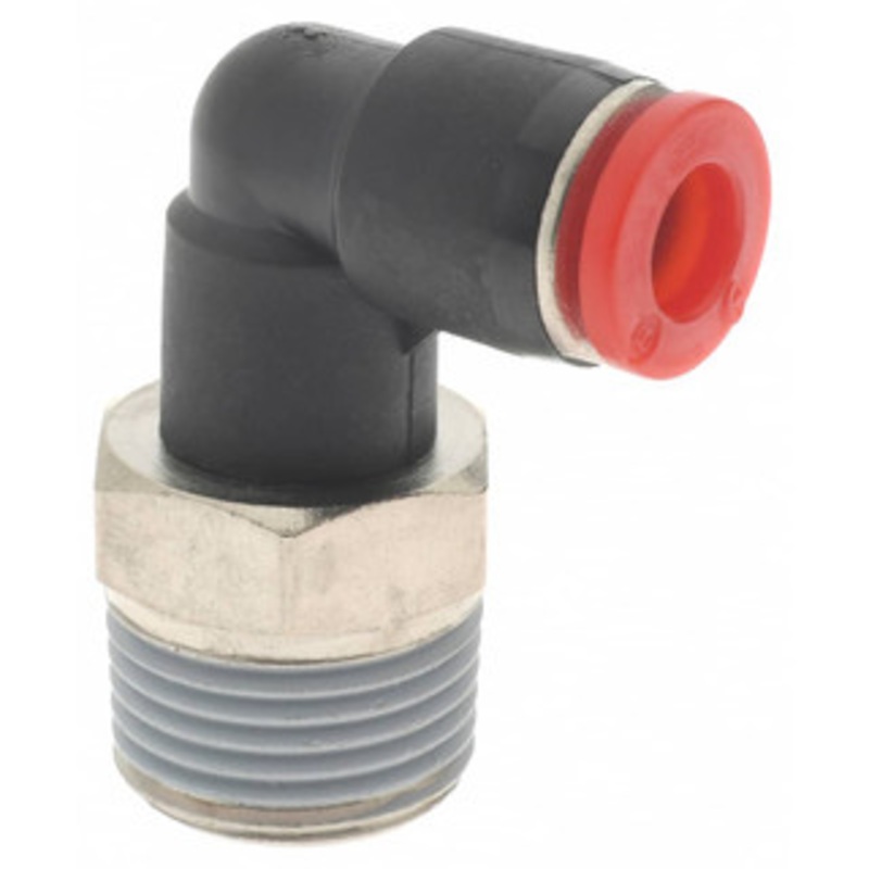 Norgren 6mm Tube OD, 3/8 BSPT Brass Push-to-Connect Tube Male Swivel Elbow Tube to Male BSPT Connection, 150 Max psi, Nitrile O-Ring, 0 to 175F Working Temp C01470638 – 00350215