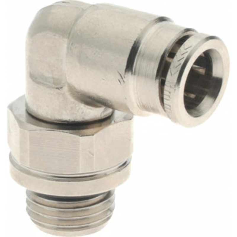 Norgren 8mm Outside Diam, 1/4 BSPP, Nickel Plated Brass Push-to-Connect Tube Male Swivel Elbow 260 Max psi, Tube to Male BSPP Connection, Nitrile O-Ring 102470828 – 08037319
