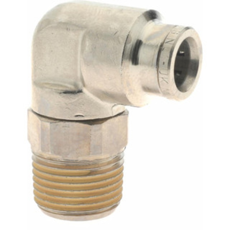 Norgren 8mm Outside Diam, 3/8 BSPT, Nickel Plated Brass Push-to-Connect Tube Male Swivel Elbow 260 Max psi, Tube to Male BSPT Connection, Nitrile O-Ring 101470838 – 08037525
