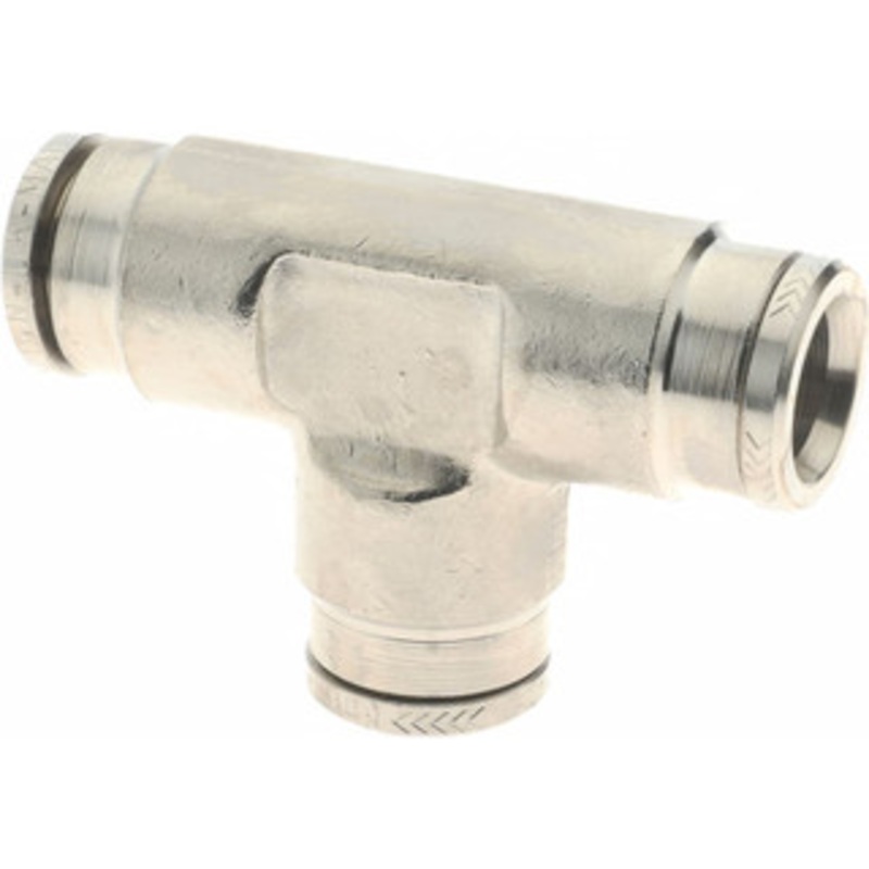 Norgren 8mm Outside Diam, Nickel Plated Brass Push-to-Connect Tube Union Tee 260 Max psi, Tube to Tube Connection, Nitrile O-Ring 100600800 – 08038689