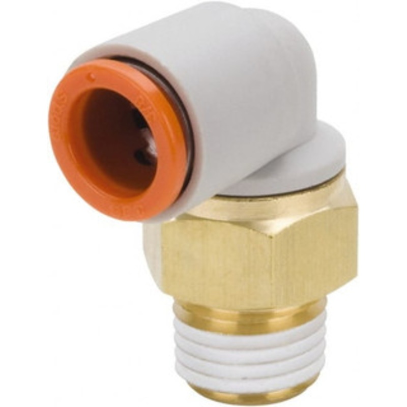 SMC Pneumatics 5/32 Outside Diam, 1/16 NPT, Brass/Polybutylene Push-to-Connect Tube Male Elbow 145 Max psi KQ2L03-33AS – 51436848